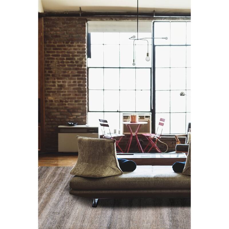 ECARPETGALLERY Hand-knotted Finest Silk Shadow Navy, Taupe Silk, Wool Rug - 8'2 x 10'3