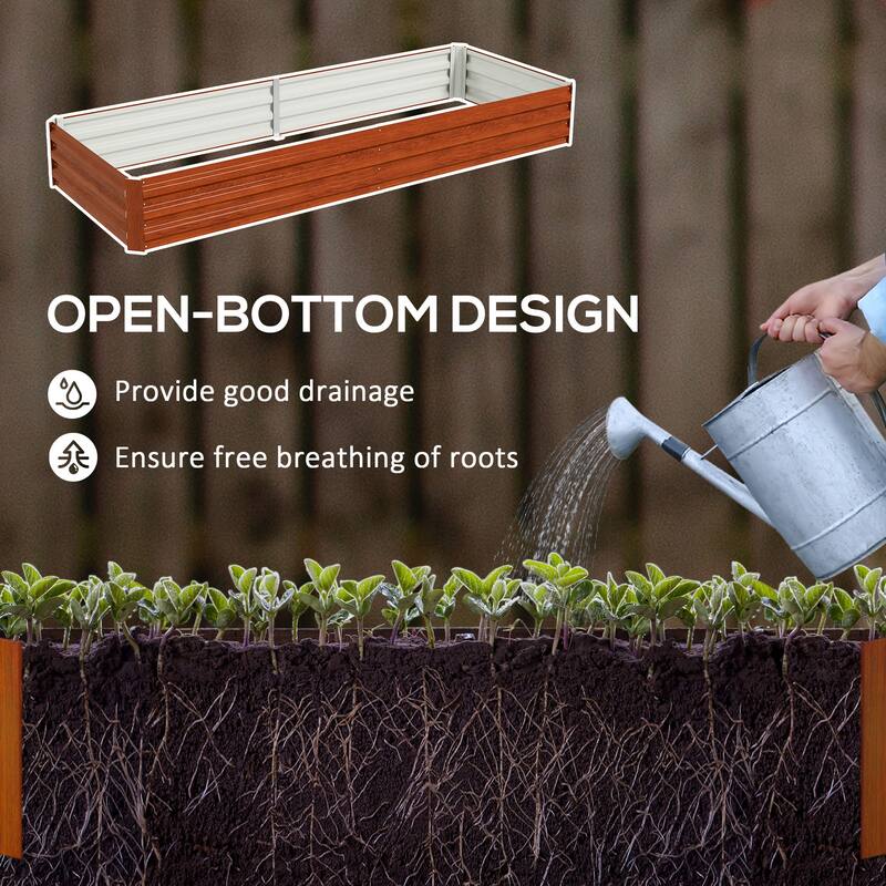 Outsunny Galvanized Raised Garden Bed, 8' x 3' x 1' Metal Planter Box, for Growing Vegetables, Flowers, Herbs, Succulents
