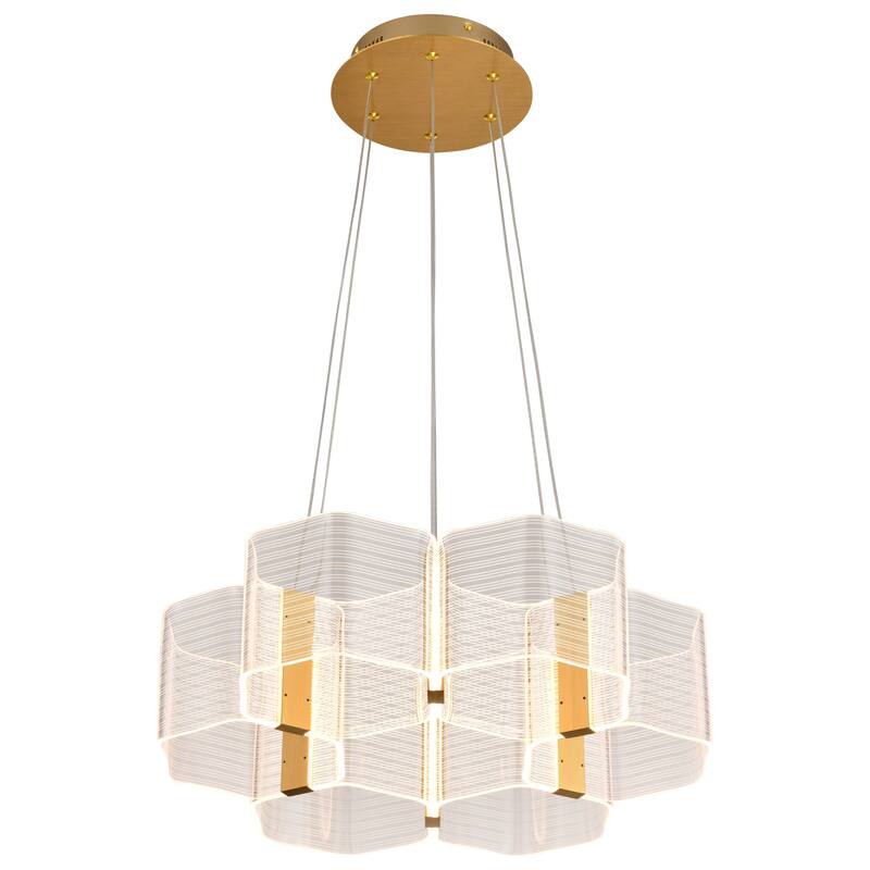 Kenzo LED 6 Light Chandelier Polished Anodized Bronze Finish Light Guide Panel - Polished Anodized Bronze