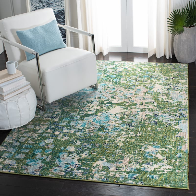 SAFAVIEH Madison Gudlin Modern Abstract Watercolor Rug - 8' x 10' - Green/Turquoise - Rectangle