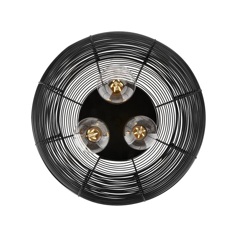 Golden Lighting Calypso 3-light Flush Mount in Matte Black