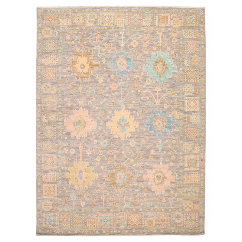ECARPETGALLERY Hand-knotted Modern Oushak Grey Wool Rug - 10' x 13' 11" - Grey - 10' x 13' 11" - Rectangle