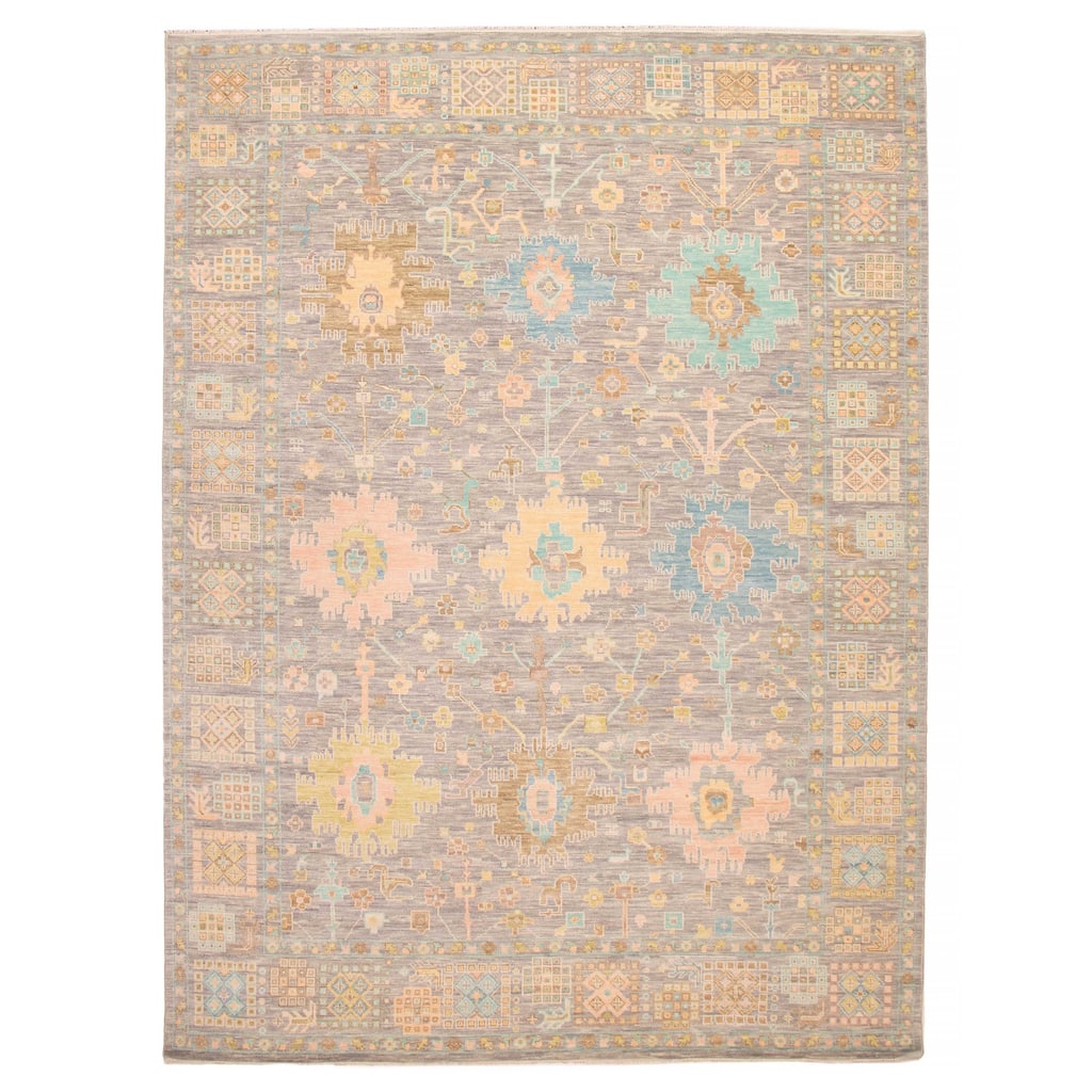 ECARPETGALLERY Hand-knotted Modern Oushak Grey Wool Rug - 10' x 13' 11"