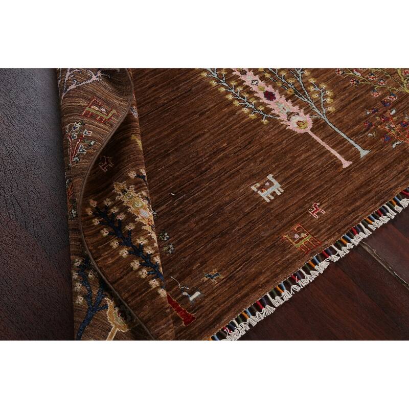 Vegetable Dye Floral Kazak Oriental Wool Area Rug Hand-knotted Carpet - 5'2" x 6'3"