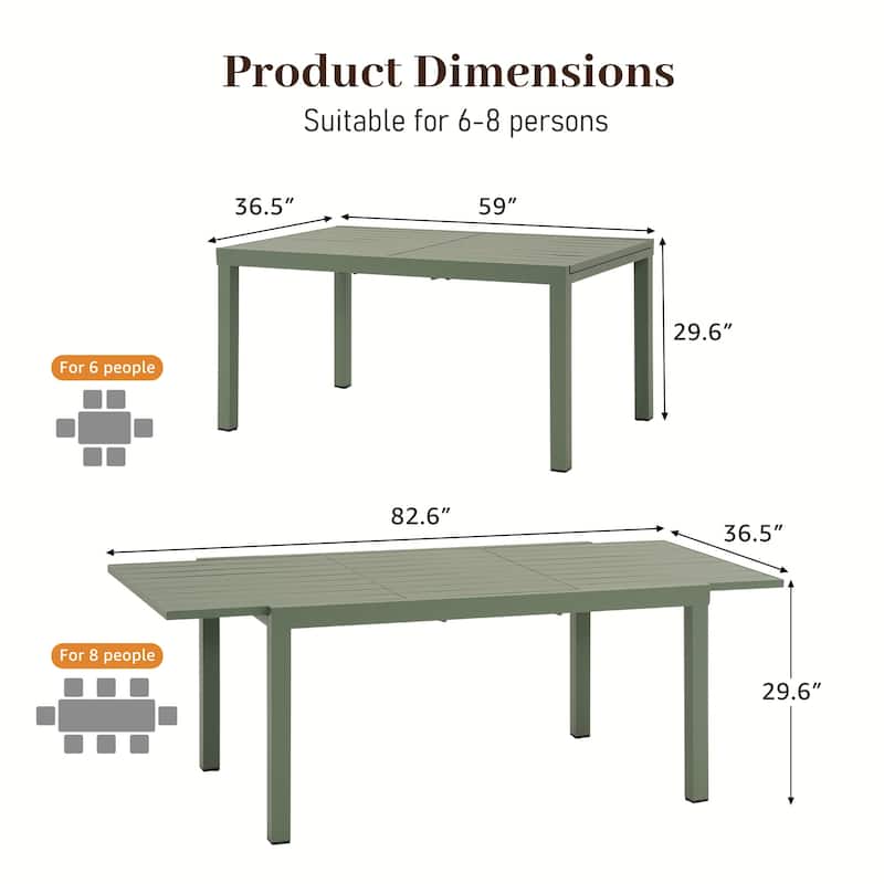 Outdoor Patio Dining Set Chairs and Extendable Table