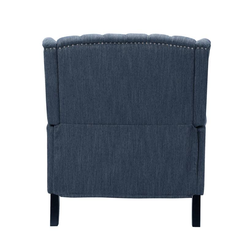 Oversized Wingback Push-Back Recliner with Footrest, Tufted Back, Nailheads