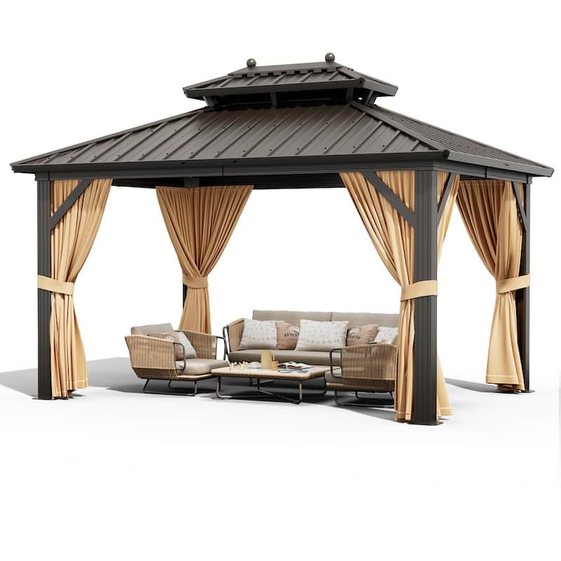 10X10FT,10X12FT,10X13FT,12X14FT,12X20FT Outdoor Galvanised Steel Hardtop Gazebo