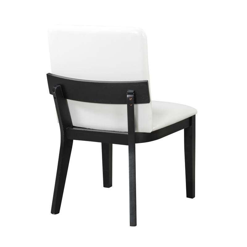 Faux Leather Glossy Dining Chair Set of 2, Modern Upholstered Dining Chair with Wooden Legs Armless Kitchen Side Chair