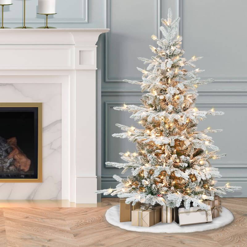 Puleo International 4.5 ft. Pre-lit Flocked Utah Fir Artificial Christmas Tree
