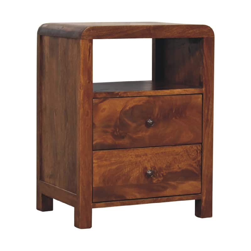 HomeRoots 24" Chestnut Solid Wood Two Drawer Nightstand