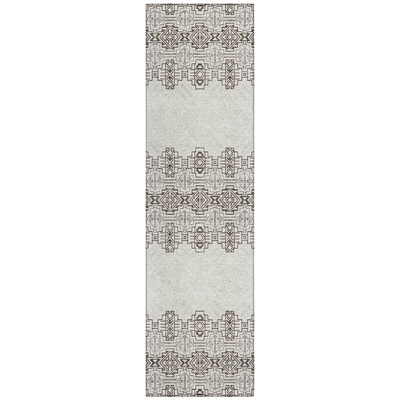 Machine Washable Indoor/ Outdoor Moroccan Boho Chantille Rug