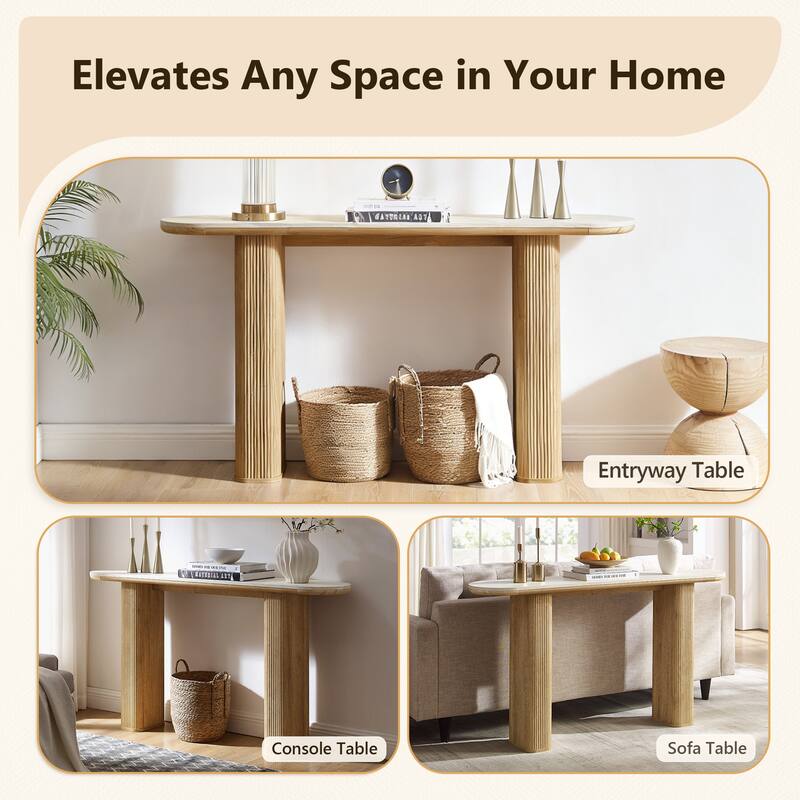 63" Modern Console Table, Entryway Table, Sofa Table with Fluted Bases