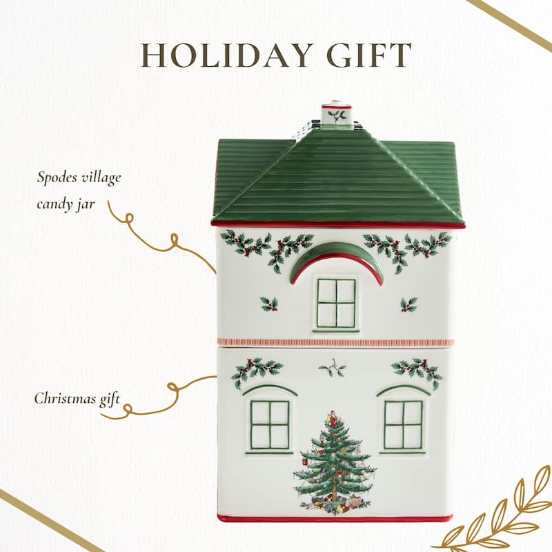 Spode Christmas Village Canister - 10.6" H x 5.9" L x 7.3" W