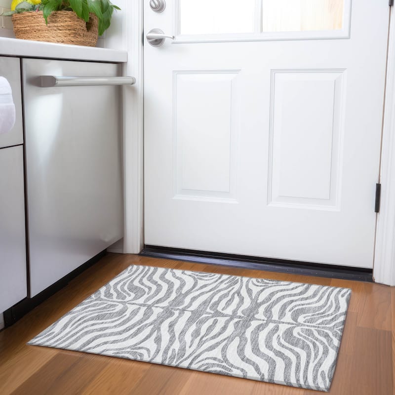 Premium Washable Super Soft Zebra Print Mayfield Rug - Gray - 1'8" x 2'6"