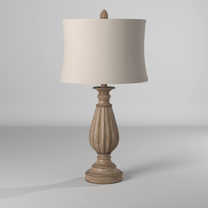 StyleCraft Poly Brown with Black Tint Table Lamp - Beige Shade
