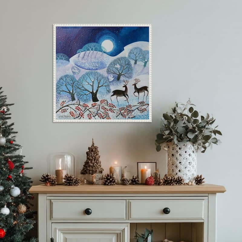 Snowy Land by Lisa Graa Jensen (22 x 22 in.), Framed Canvas Wall Art Print - Sylvie Beaded White