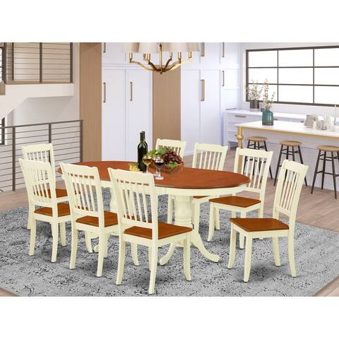 Dining Set - an Oval 60/78 inch Table with 18 In Leaf and vertical slatted Chairs (Finish & Pieces Options)