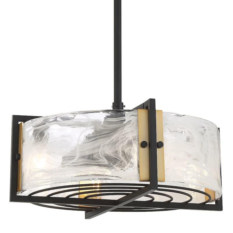 Savoy House 24-FD-1698 Hayward 4 Light 23" Wide LED Drum Chandelier - Matte Black / Warm Brass