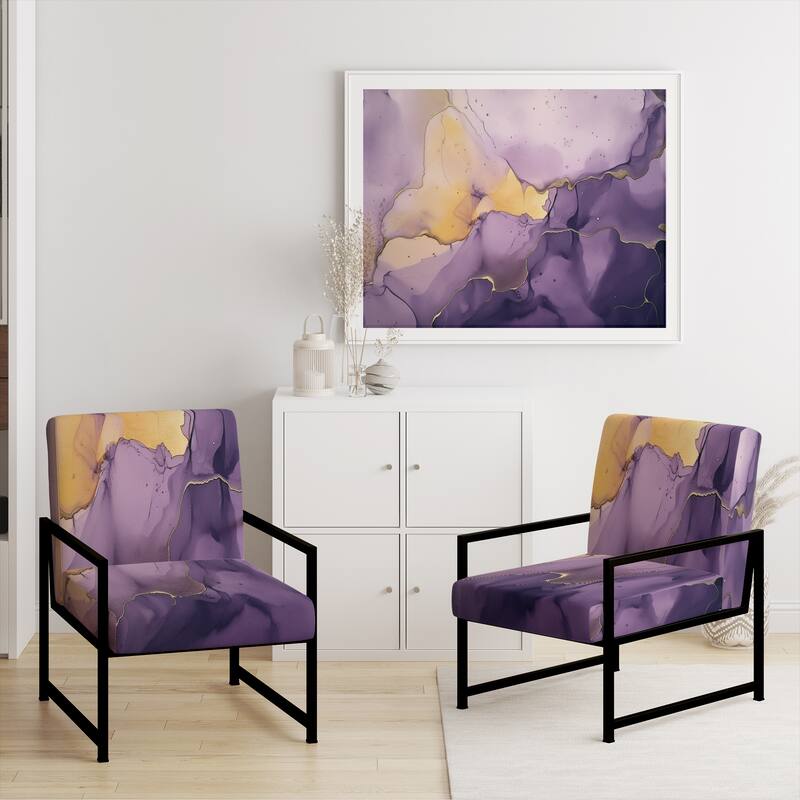 Designart "Segment Layers of Marbled Rock" Upholstered Fractals Accent Chair and Arm Chair