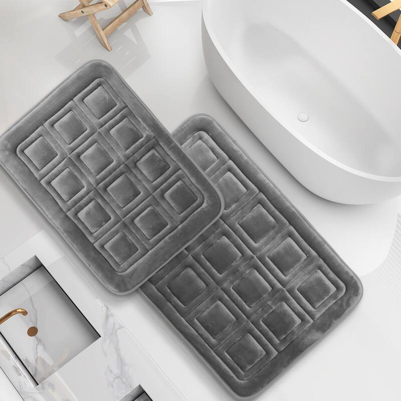 Clara Clark Ultra Soft Non Slip and Absorbent Bath Rug - Waffled Velvet Memory Foam Bath Mat