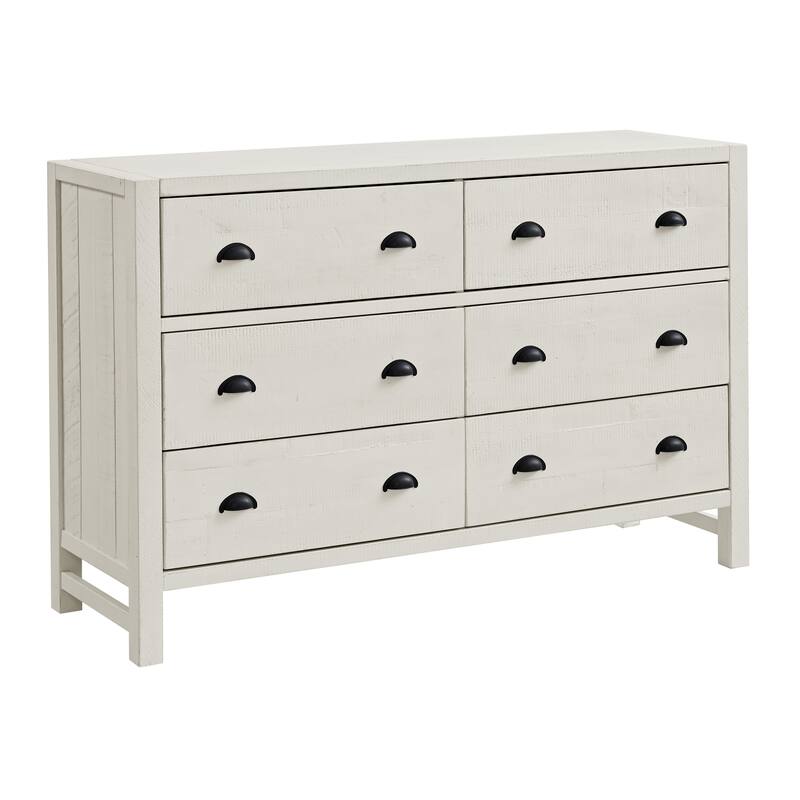 Arden 5-Piece Wood Bedroom Set with Queen Bed, Two 2- Nightstands with open shelf, 5-Drawer Chest, 6-Drawer Dresser