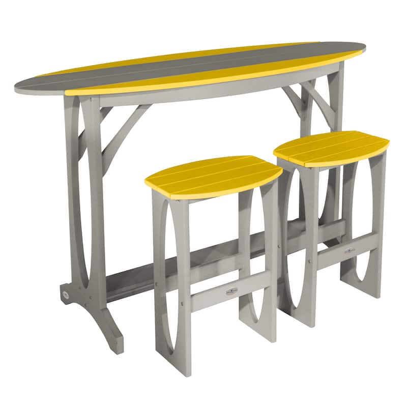 Shoreline Surfboard 3-Piece Bar Height Balcony Set - Cove Gray/Sunbeam Yellow