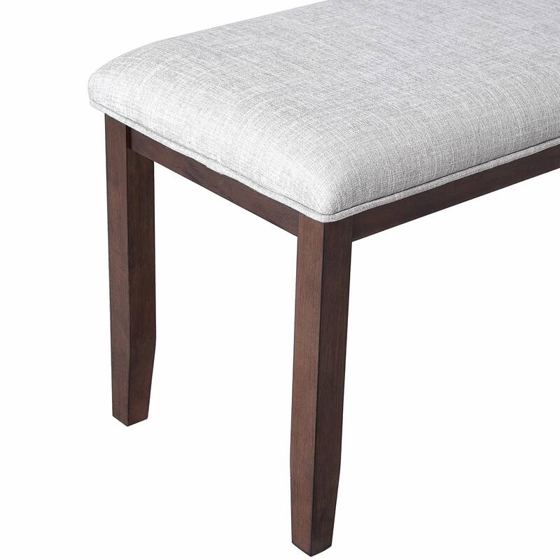 Modern Storage Bench with Solid Wood Leg, Linen Upholstered