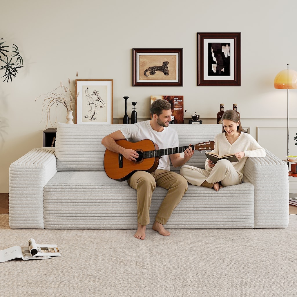Corduroy Deep Seat Loveseat Sofa Ergonomic Couch