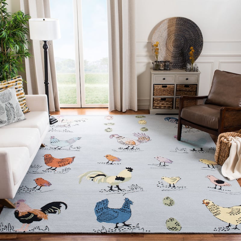 SAFAVIEH Handmade Novelty Tuulevi Novelty Wool Rug - 9' x 12' - Blue/Yellow