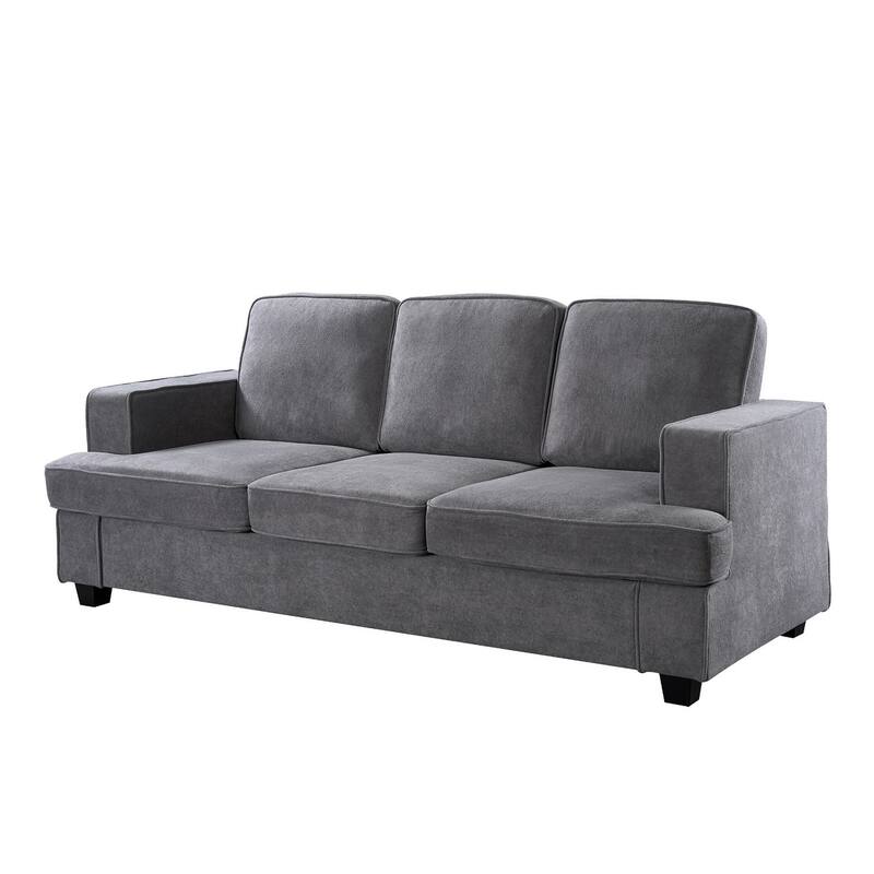 Comfortable 3 Seater Grey Velvet Sofa for Home, Apartment, Office