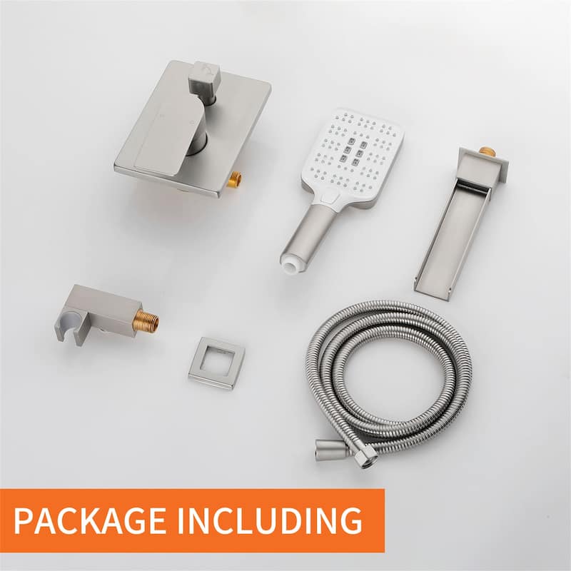 Waterfall Tub Faucet Wall Mounted Single Handle Tub Fillers with Handheld Shower Bathtub Faucet with Rough-in Valve