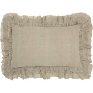 Dainty Ruffle Edged Beige Lumbar Pillow - Bed Bath & Beyond - 39519807
