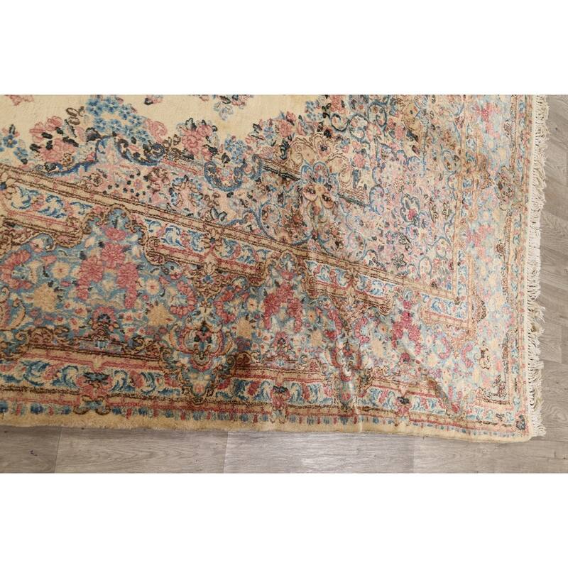 Vegetable Dye Floral Kerman Persian Area Rug Handmade Wool Carpet - 8'9" x 11'5"