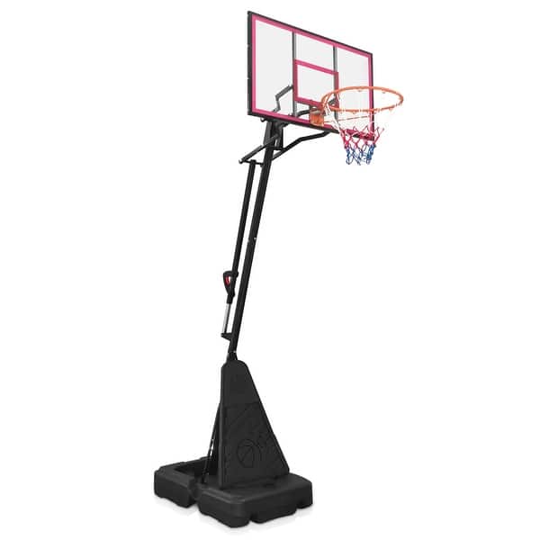 slide 2 of 10, Portable Basketball Hoop,Adjustable Height 8.04ft to 10.01ft,44 inch Backboard with Rebound System,w/Rebound Board & Wheels Black
