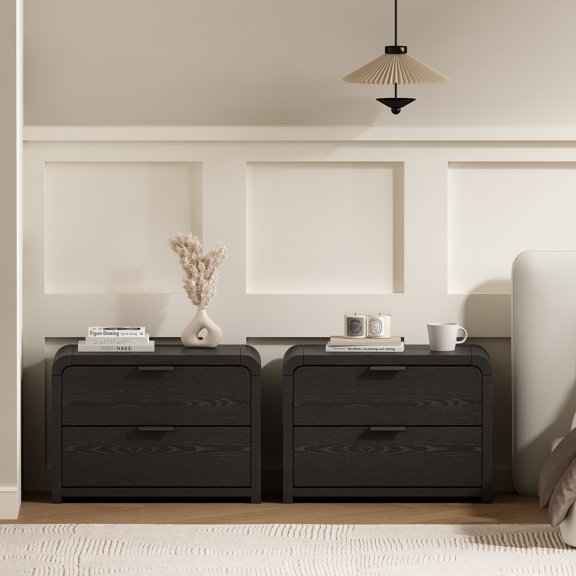 Manhattan Comfort Grace 28" Nightstand (2-Drawer) - Set of 2