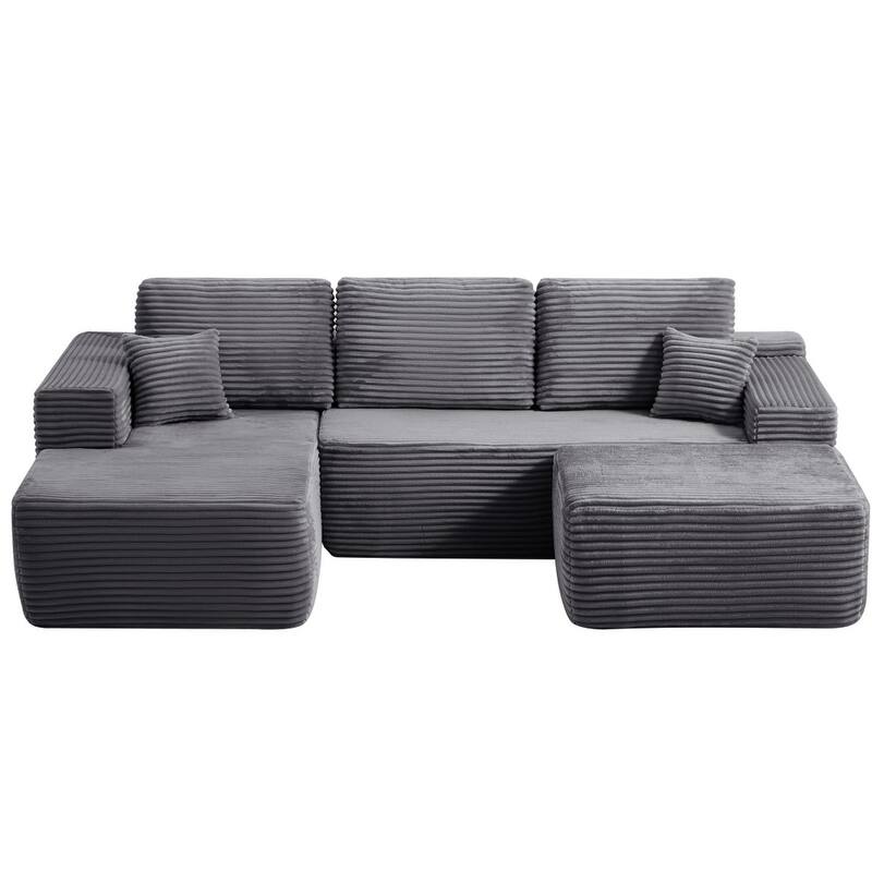 104'' L-Shaped Modern Modular Sectional Sofa with Moveable Ottoman