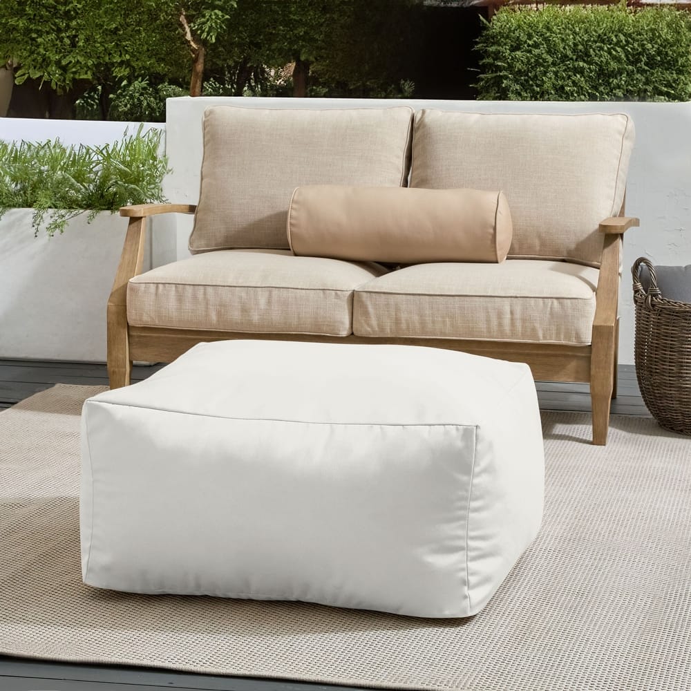 Sorra Home Sunbrella Outdoor Knife Edge Solid Bean Pouf