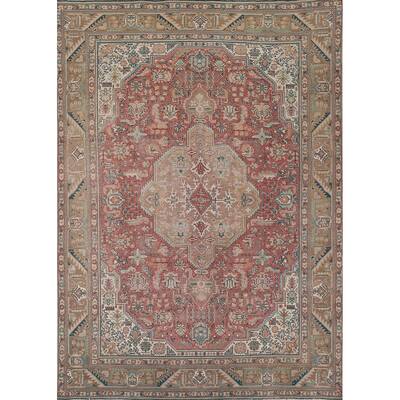 Geometric Tabriz Persian Vintage Area Rug Handmade Wool Carpet - 8'2" x 10'11"