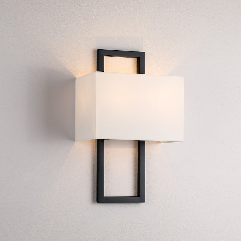 2-Light Wall Sconce with White Shade - 15.5 in. H