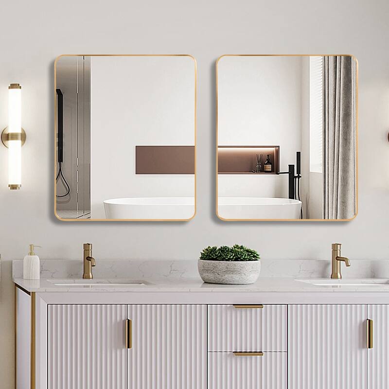GDFStudio - Lucentia Luxury Modern Rectangular Bathroom Vanity Decorative Mirror with Metal Frame & Clean Architectural Profile