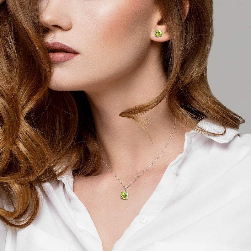 Miadora Gemstone Birthstone Earrings and Necklace Set Sterling Silver