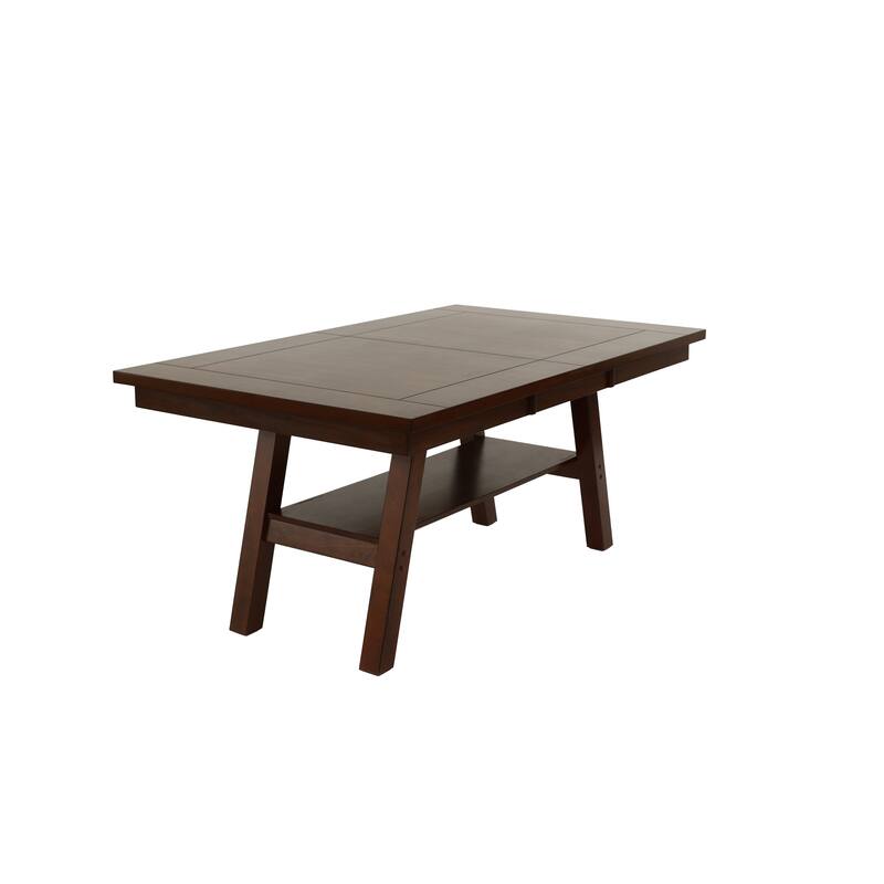 Dining Table Rectangle Dining Table w Shelve 1pc Table Only Rubber wood Dark Walnut Finish Dining Room Furniture