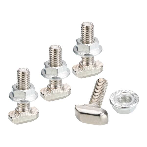 M6x20mm T Slot Dropin Bolt and M6 Hexagon Flange Nut Set, 20 Sets