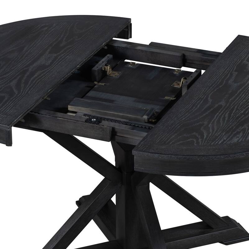 Functional Retro Extendable Solid Wood Dining Table with a 12" Leaf