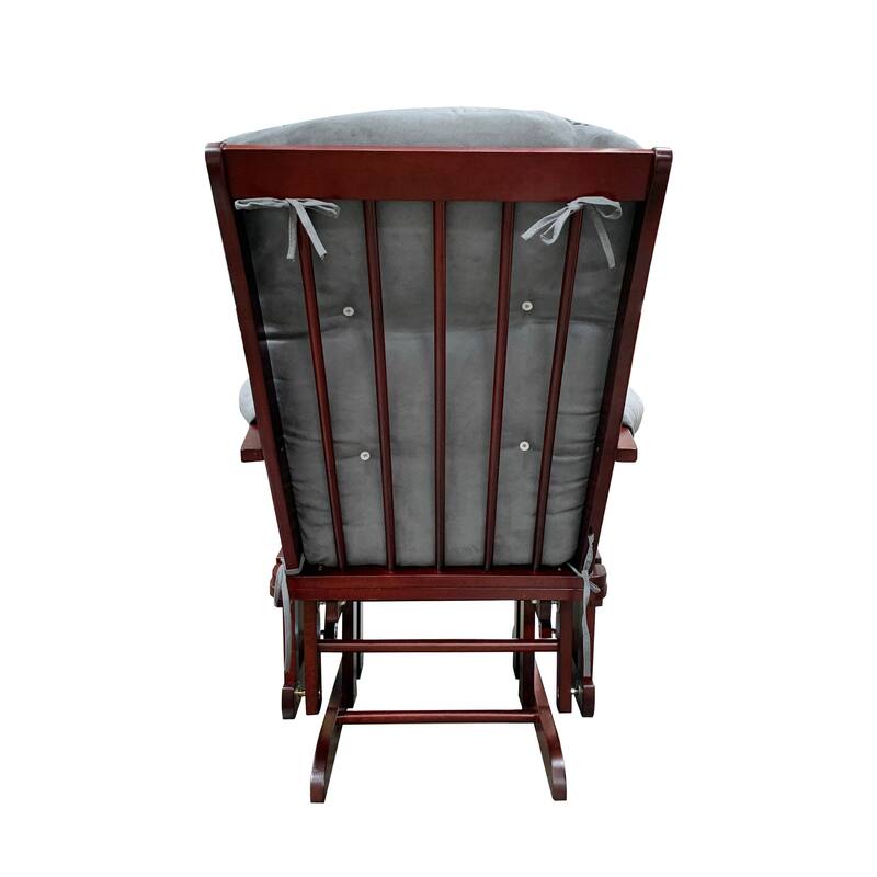 Cherry Transitional 31" Ottoman Gliders Chair with Cherry Finish Frame and Footstool