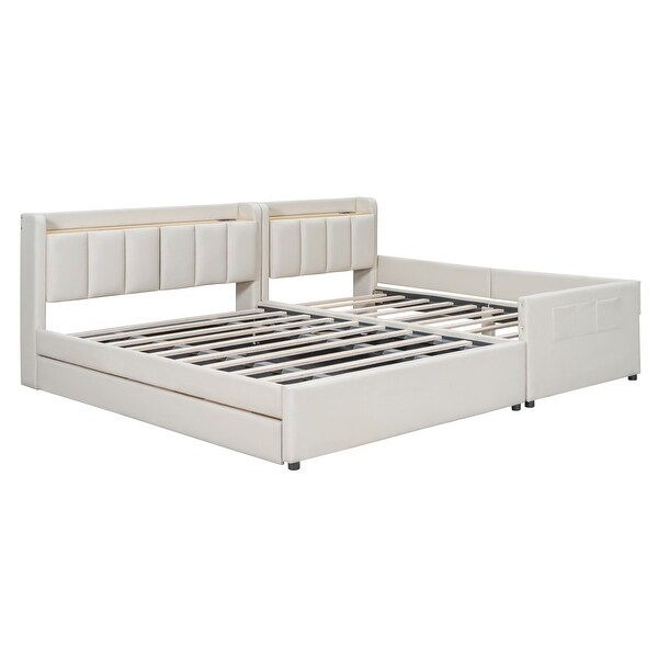 Modular Bed Upholstered Platform Bed with Storage Headboard