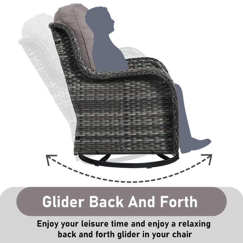 Gymojoy Patio Rattan Wicker 360 Degree Swivel Chair 2-Piece