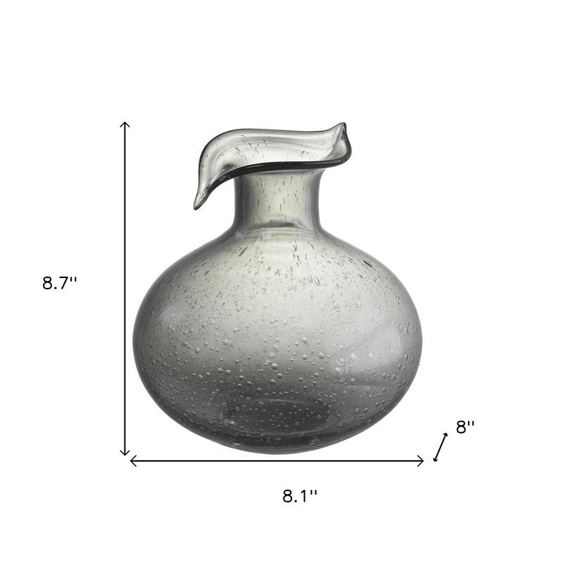 9" Light Gray Bubble Glass Round Table Vase - 8.10