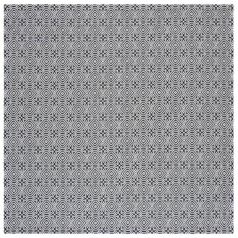 SAFAVIEH Augustine Melitina Contemporary Cotton Rug - 6'4" Square - Black/Light Grey