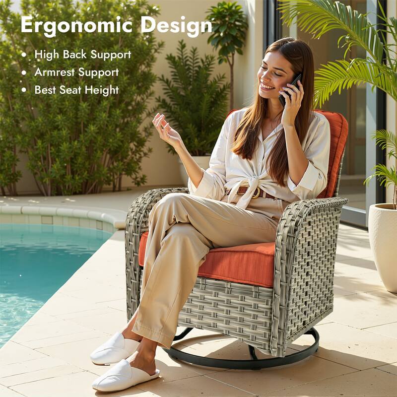 OVIOS 9 Pieces T shaped Seat Curved Swivel Chair Set With Fire Pit